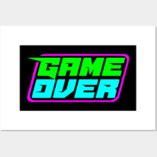 Game over vintage 80s eighties neon retro video game Posters and Art